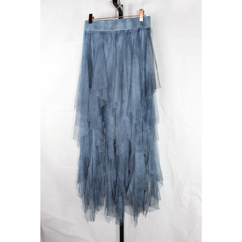 Tiered Tulle Maxi Skirt Long Length Grey Blue Dark Fairy Magical Witchy Hippie - Picture 3 of 9